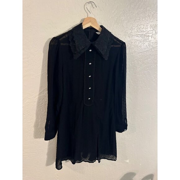 Zara Polka Dot Mesh Wednesday Addam’s Style Dress - Picture 3 of 13